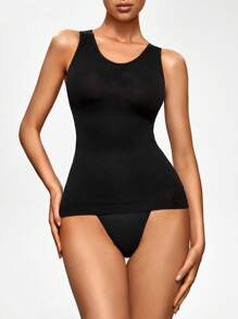 SHAPORA Top tank faja unicolor - Negro - Ver 5