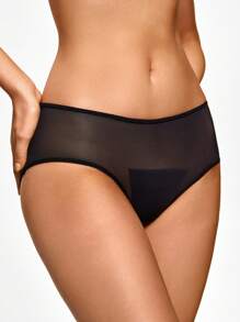 SHAPORA Contrast Mesh Shapewear Panty - Black - View 4