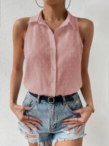 RosyDaze Women's Solid Color Minimalist Sleeveless Bodysuit, Everyday Wear - Dusty Pink - View 3