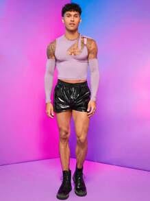 FeverCity 男士O形環細節鏤空短款T恤 - 紫丁香色 - 查看 1