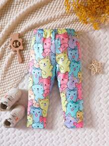 Baby Girl Cartoon Graphic Trousers - Multicolor - View 2