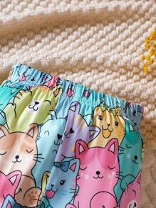 Baby Girl Cartoon Graphic Trousers - Multicolor - View 5