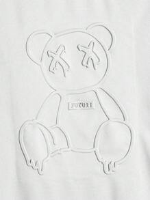 Manfinity BRENVOR Men Bear & Letter Embossed Tee, Summer - White - View 3
