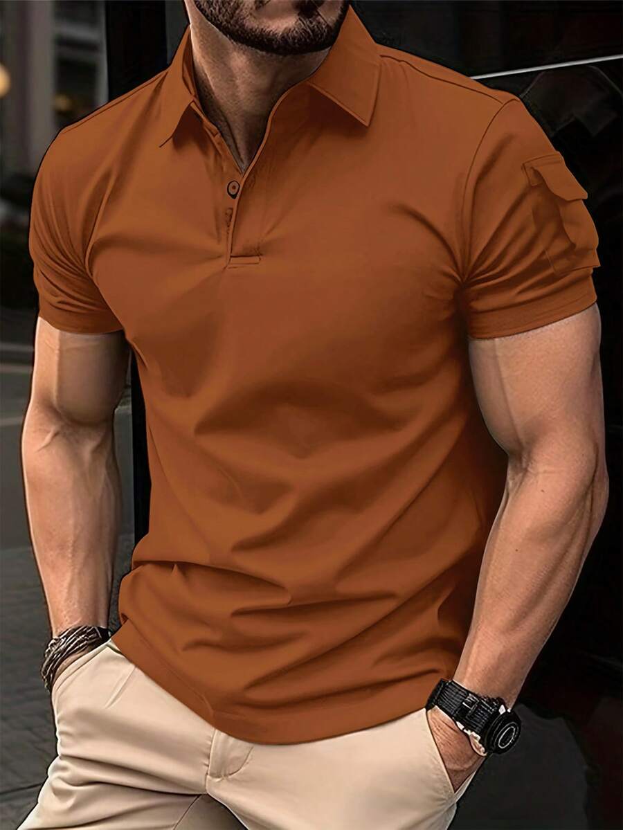 Men Solid Polo Shirt - Brown - View 1
