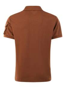 Men Solid Polo Shirt - Brown - View 3