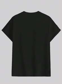 男士卡通圖案T恤 - 黑色 - 查看 2