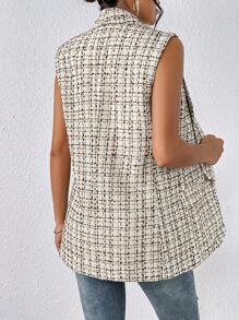 SHEIN Frenchy Kẻ sọc Khăn quàng Áo khoác Vest - Nhiều màu - Xem 2