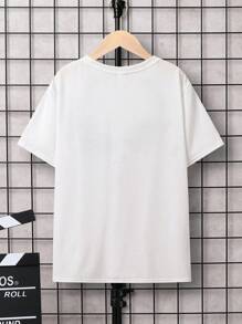 SHEIN 男孩耳機圖形T恤 - 白色 - 查看 2
