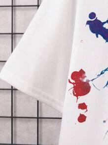 SHEIN 男孩耳機圖形T恤 - 白色 - 查看 6