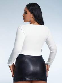 SHEIN ICON 大碼素色抹胸上衣&短上衣 - 白色 - 查看 2