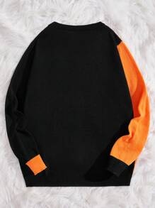Manfinity VCAY Men Halloween Pattern Two Tone Sweater, For Fall Winter - Multicolor - View 2