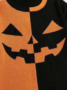 Manfinity VCAY Men Halloween Pattern Two Tone Sweater, For Fall Winter - Multicolor - View 5