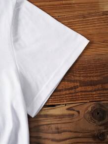 INAWLY 大碼素色圓領T恤 - 白色 - 查看 5