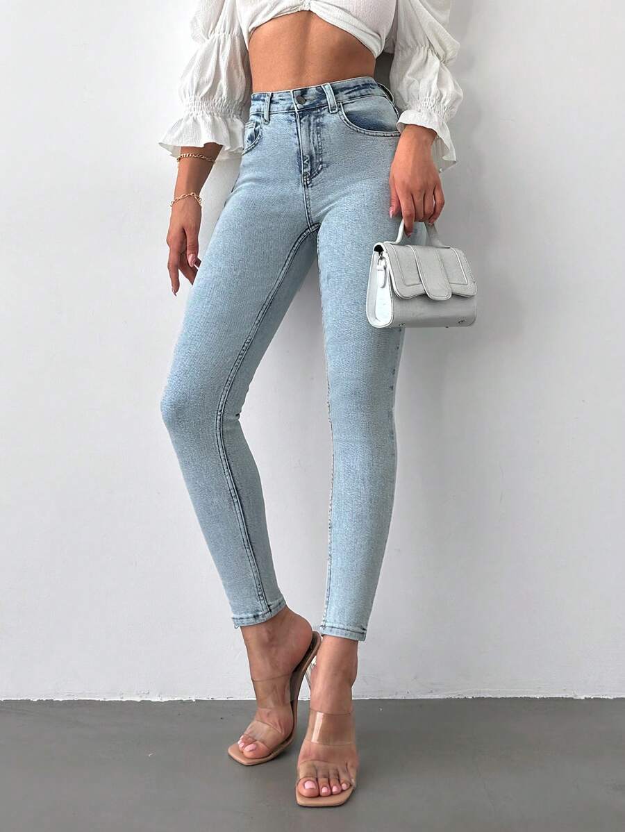 EURMUSE Petite High Waist Skinny Jeans ,Petite Women - Light Wash - View 1