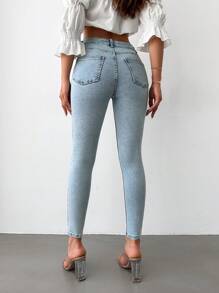 EURMUSE Petite High Waist Skinny Jeans ,Petite Women - Light Wash - View 2