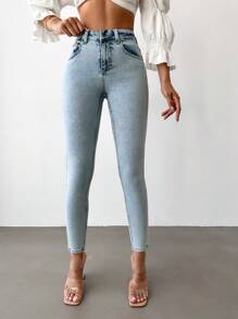 EURMUSE Petite High Waist Skinny Jeans ,Petite Women - Light Wash - View 3