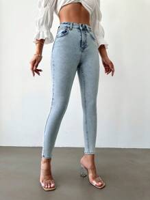 EURMUSE Petite High Waist Skinny Jeans ,Petite Women - Light Wash - View 4