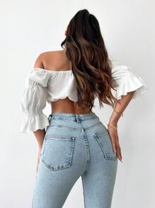 EURMUSE Petite High Waist Skinny Jeans ,Petite Women - Light Wash - View 5