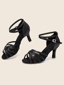 拉丁舞鞋高跟鞋拉丁舞凉鞋女士莎莎舞鞋莎莎舞沙龙 - 黑色 - 查看 3