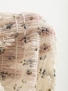 DAZY Ditsy Floral Print Knot Front Wrap Top - Beige - View 9