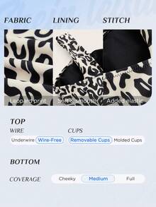 Swim Vcay Leopard Print One Shoulder Tankini Summer Beach - Multicolor - View 4