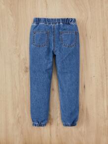 SHEIN garoto jovem Rasgado Desfiado Amarração Frontal Jeans Jogger