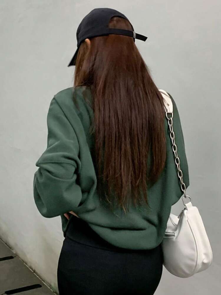 Solid Drop Shoulder Sweatshirt