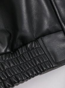 DAZY Button Front Patent Jacket - Black - View 9
