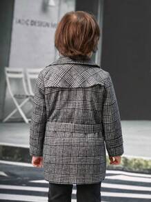 SHEIN Kleine Jungen Zweireihiger Mantel mit Hahnentrittmuster und Patch Detail für Weihnachten
