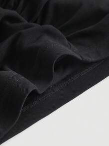 SHEIN MOD Ruched Ruffle Trim Asymmetrical Hem Mesh Skirt - Black - View 4