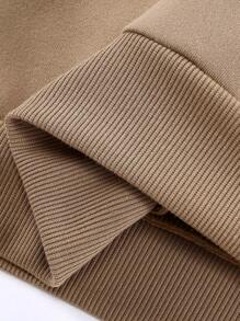 ROMWE MEN Anime Men Floral & Japanese Letter Graphic Drawstring Thermal Lined Hoodie - Khaki - View 7