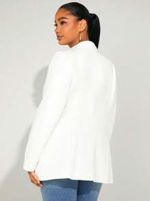 SHEIN SXY 大碼西裝領鉤眼扣西裝外套 - 白色 - 查看 2