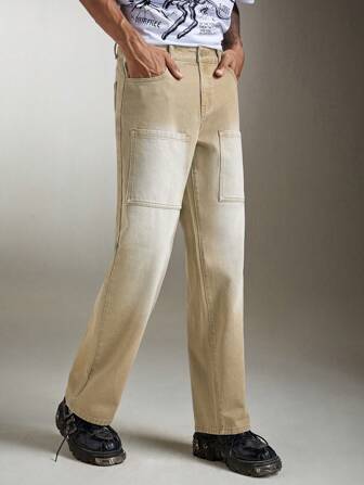 Street Life Männer Jeans mit geradem Beinschnitt, schrägen Taschen,