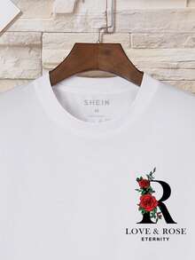 Men Floral And Letter Graphic Tee - White - View 3