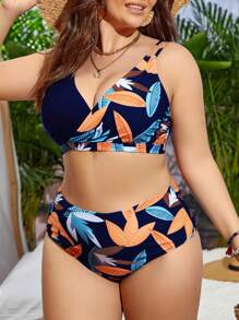 Swim Lushoire Summer Beach Plus Tropical Print Bikini Set