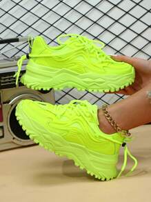 fluorescente verde de moda dopamina Zapatillas deportivas para hombre y mujer , casual Zapatos deportivos - Verde - Ver 1