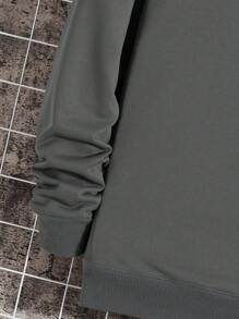 Manfinity LEGND Men Plus Slogan Graphic Sweatshirt & Drawstring Waist Sweatpants - Multicolor - View 6