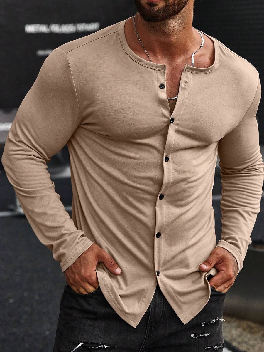 Manfinity Homme Men Solid Button Up Tee | SHEIN USA