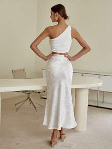 Sollinarry 基本款纯色修身中长裙，休闲街头风格，适合日常穿着，夏季 - 白色 - 查看 4