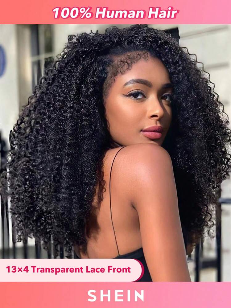 Transparent Lace 4C Kinky Edges Natural Hairline Jerry Curly 13X4 Lace Front With Curly Baby Hair Lace Closure Wig For Woman SHEIN ASIA