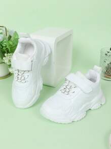 男孩前綁帶魔術貼運動老爹鞋適用於戶外 - 白色 - 查看 3