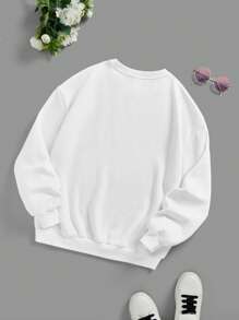 青少年女孩字母圖案加絨內裏運動衫