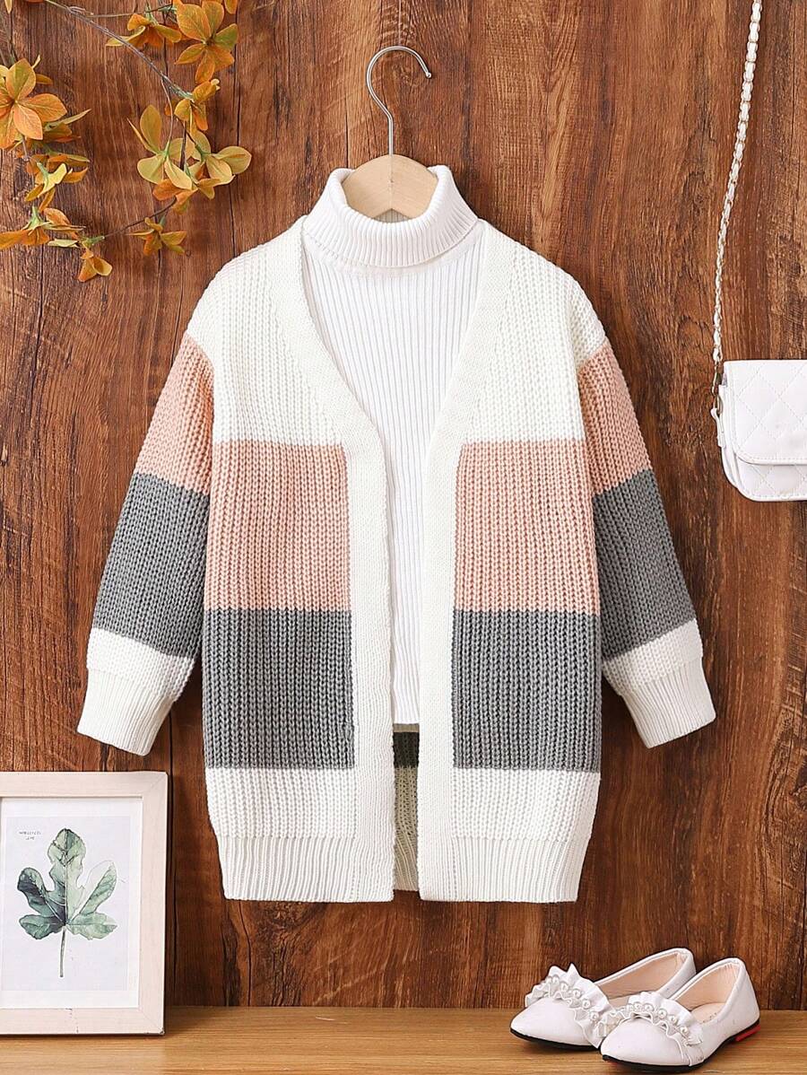 SHEIN Cô Gái Trẻ Khối màu Áo len Duster Không có áo len - Nhiều màu - Xem 1