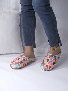 女士时尚冬季包趾家居拖鞋，室内轻便保暖卧室拖鞋 - 彩色 - 查看 6