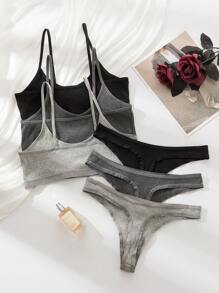 3對實色文胸和內褲套裝 - 彩色 - 查看 4