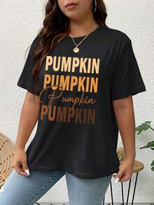 SHEIN Unity Plus Halloween Slogan Graphic Drop Shoulder Tee - Black - View 3