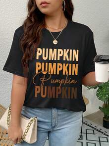 SHEIN Unity Plus Halloween Slogan Graphic Drop Shoulder Tee - Black - View 5