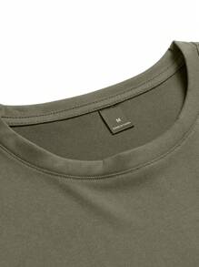 Men Bat & Letter Graphic Tee, For Halloween - Army Green - View 3