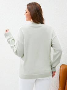 SHEIN Essnce Plus Mock Neck Drop Shoulder Jumper - Light Grey - View 2