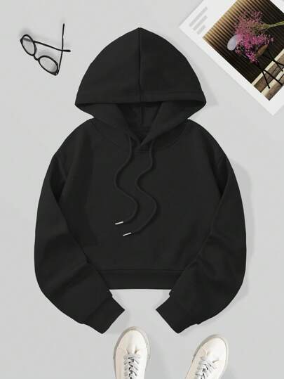 INAWLY Sudadera con capucha térmica de un solo color con cordón, de manga larga